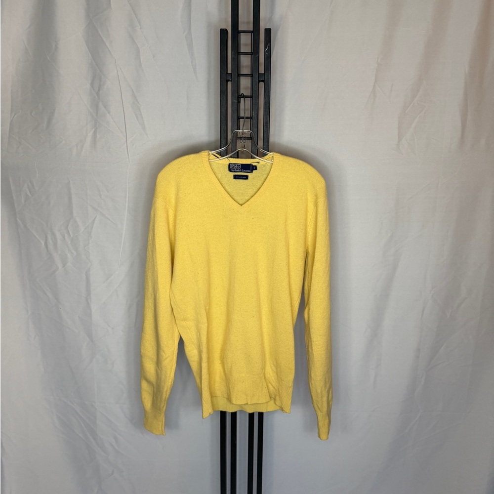Polo by Ralph Lauren Men's V-Neck Sweater in Bright Yellow